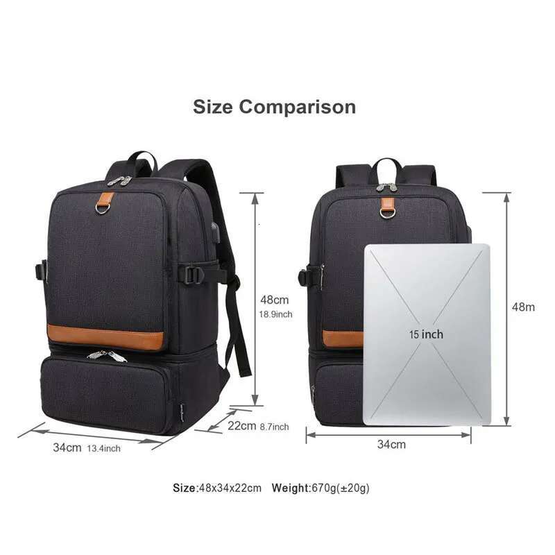 Large Capacity Laptop Backpack Compartment USB Waterproof Backpacks Cooler Bags Outdoor Hiking Thermal Insulated Lunch Bag