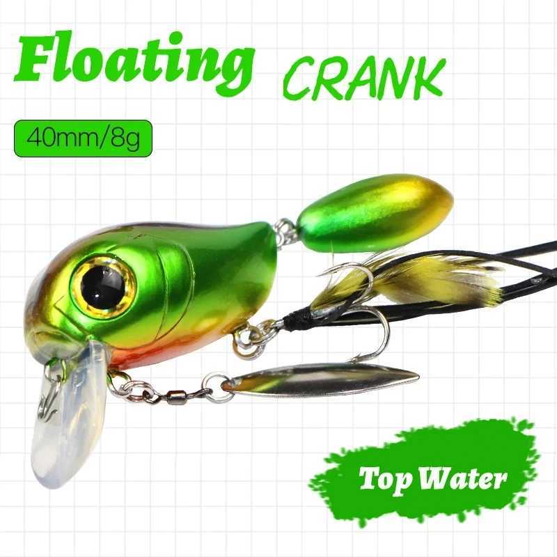 Floating Fishing Lure Crank 40mm 8g Freshwater Bass Crankbait Surface Artificial Hard Baits With Spoon Wobblers Wake Bait Z250411