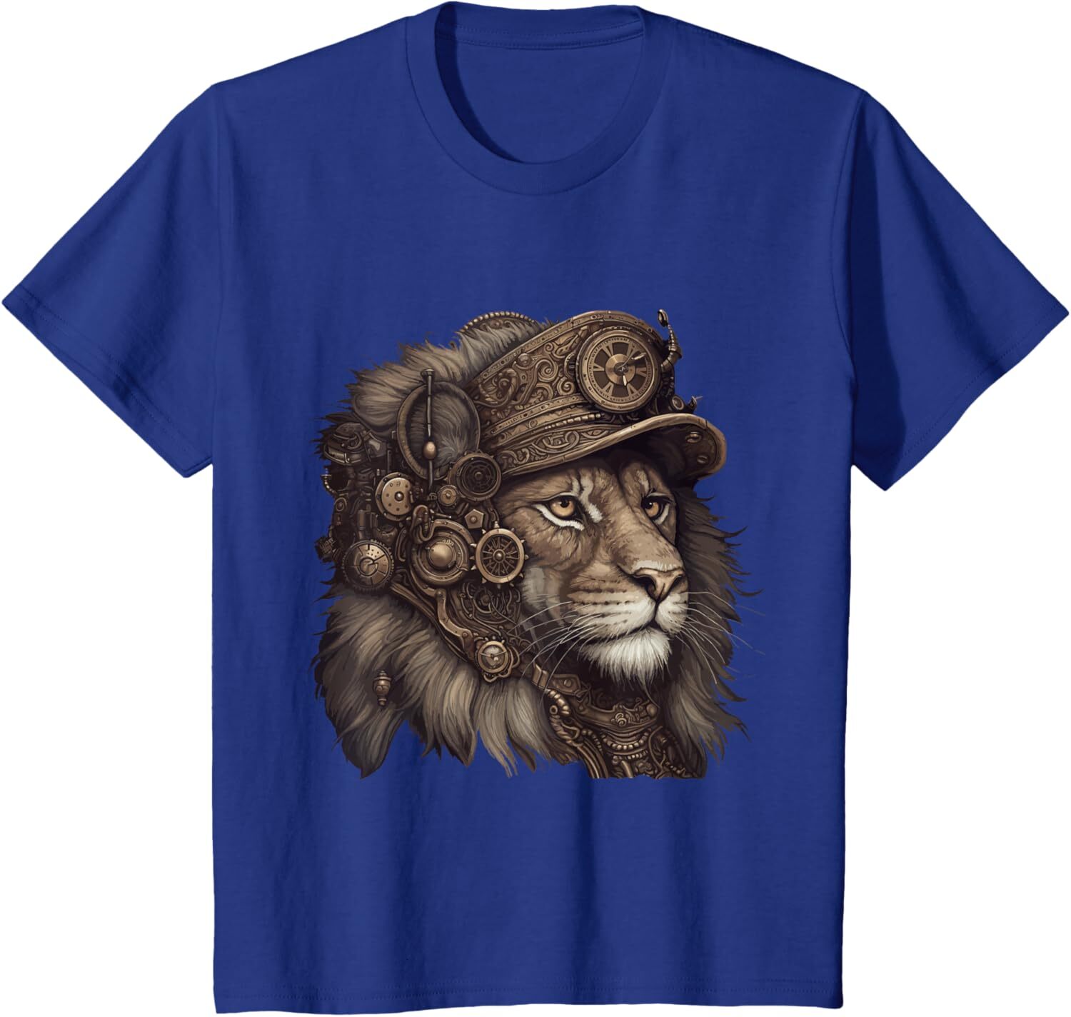 T shirt for Mens Mechanical Wild Cat Steampunk Lion Graphic Tee Casual Tops Clothes Short sleeve