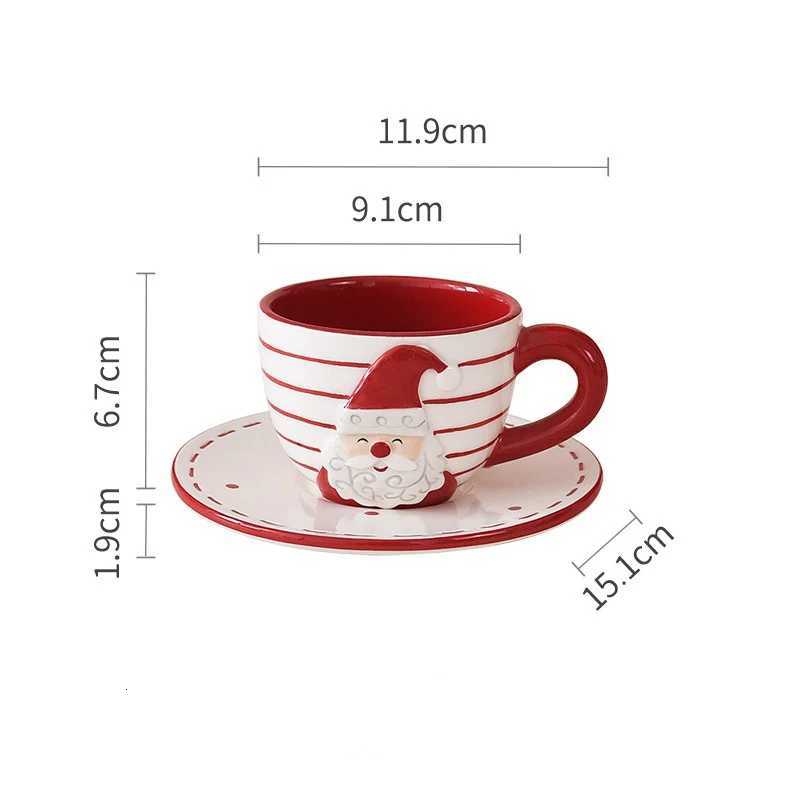 Christmas JUSTINLAU Santa Claus Ceramic Coffee Cup Saucer Teapot Creative Relief Afternoon Tea Cup and Saucer Teaware Set Christmas Gift Y251112