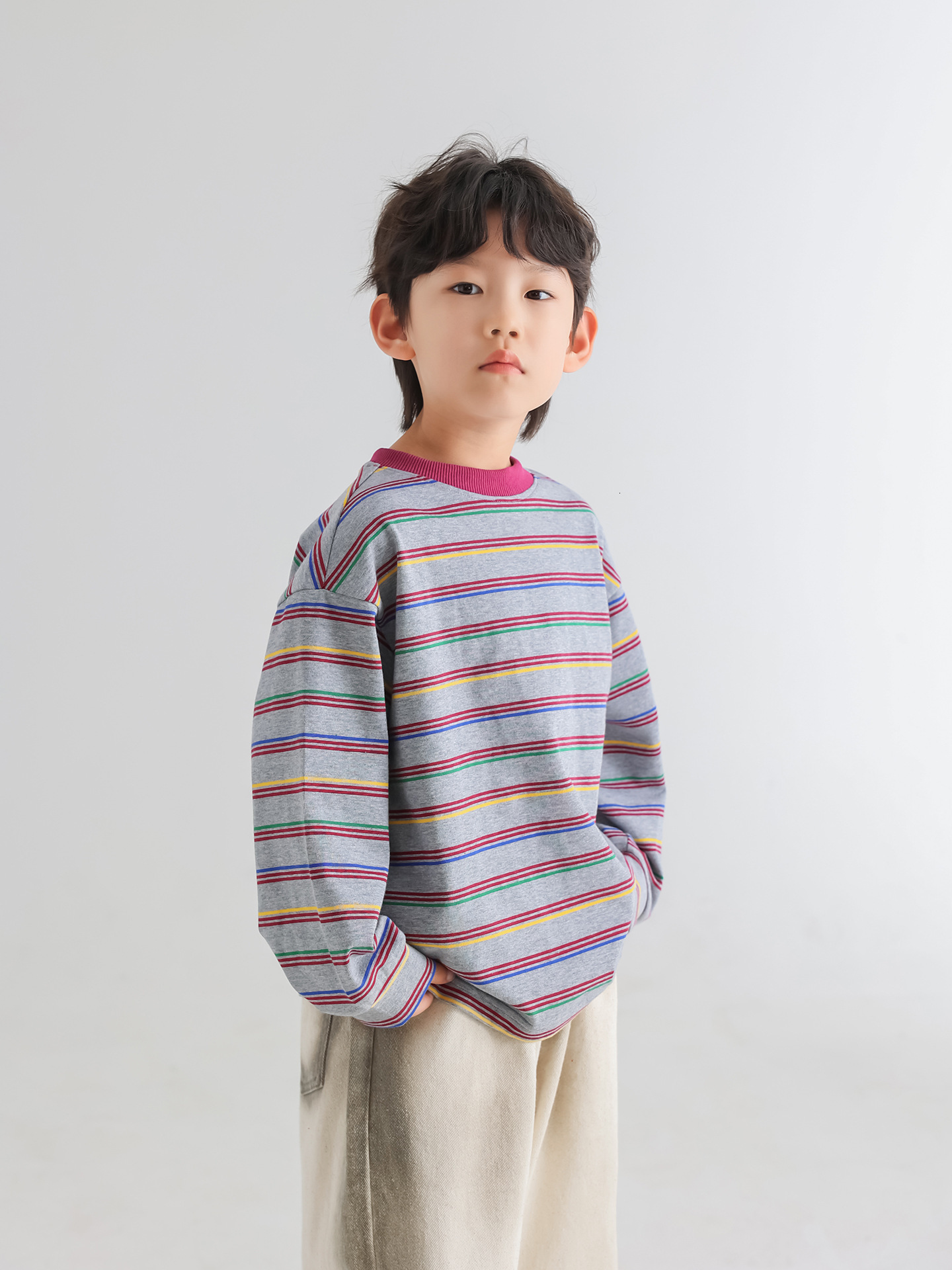 Ddmyshoesvip Boys Edition Korean Clothing New Striped Hoodie Spring Children S Loose Sports Trendy Baby Top