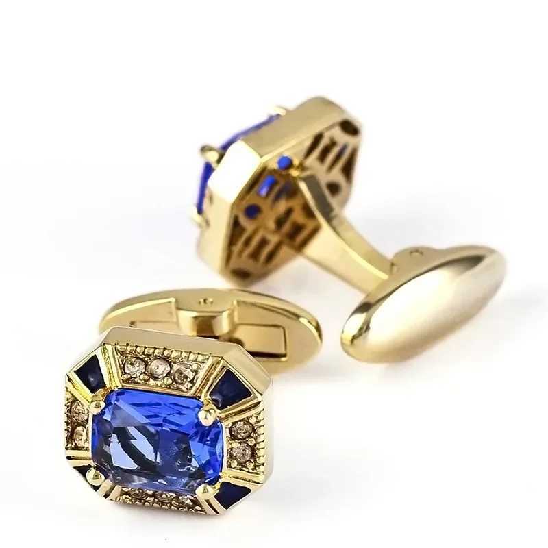 French cufflinks mens unisex gift daily banquet wedding set button classic fashion blue crystal business cufflinksT250412