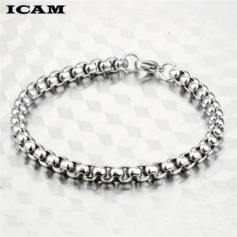 ICAM pulseira masculina Stainless Steel 2/3/4/5mm Box chain bracelets Square Rolo Bracelet bangle MEN jewelry gift Good qualityC250411