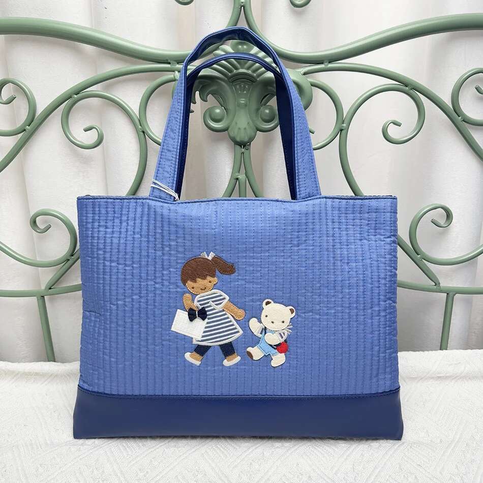 Kawaii Cute Cartoon Women Horizontal Square Handbag Cowboy Embroidery Bag Tote 780846