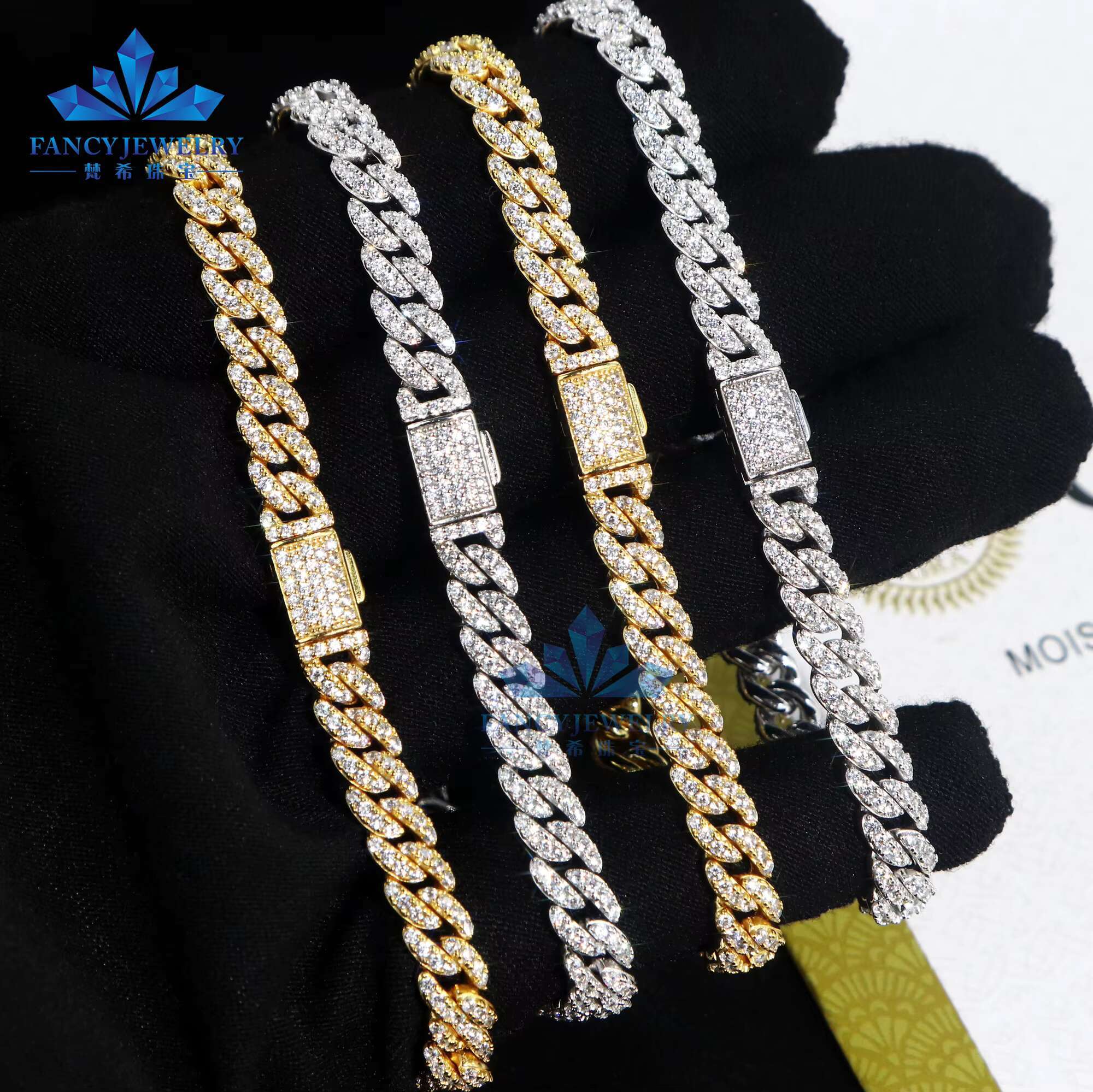 Hot Selling 6MM Necklace 925 Sterling Silver Wholesale Price Iced Out VVS Moissanite Diamond Jewelry Hip Hop Cuban Link Chain