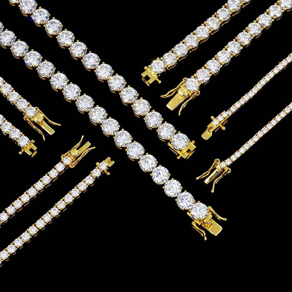 Factory Direct Price Iced Out 2mm 3mm 4mm 5mm 65mm VVS Silver 925 Hip Hop VVS Moissanite Lab Diamond Tennis Chain