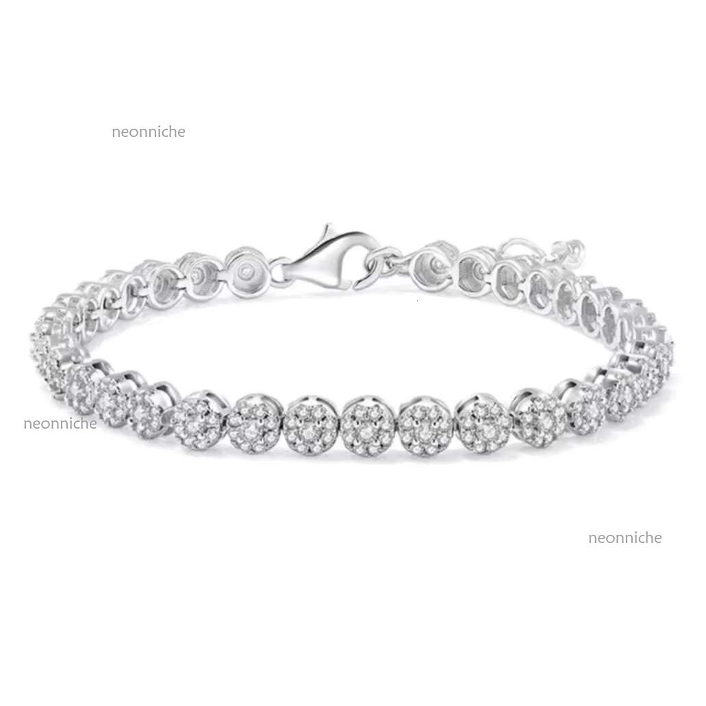 HipHop Custom Women's Tennis Bracelet 4-5mm Moissanite Square/Round k Chain Sier Jewelry for Weddings
