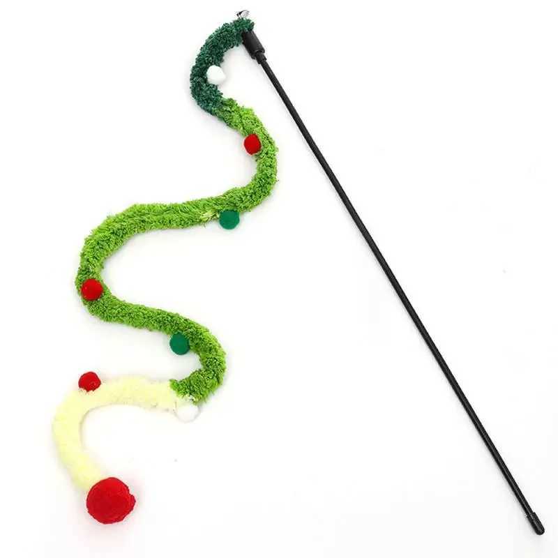 New Cat Toy Rainbow Stripes Fun Cat Stick and Bell Interactive Game Pet Supplies Interactive Cat Toy Caterpillar String Y250412