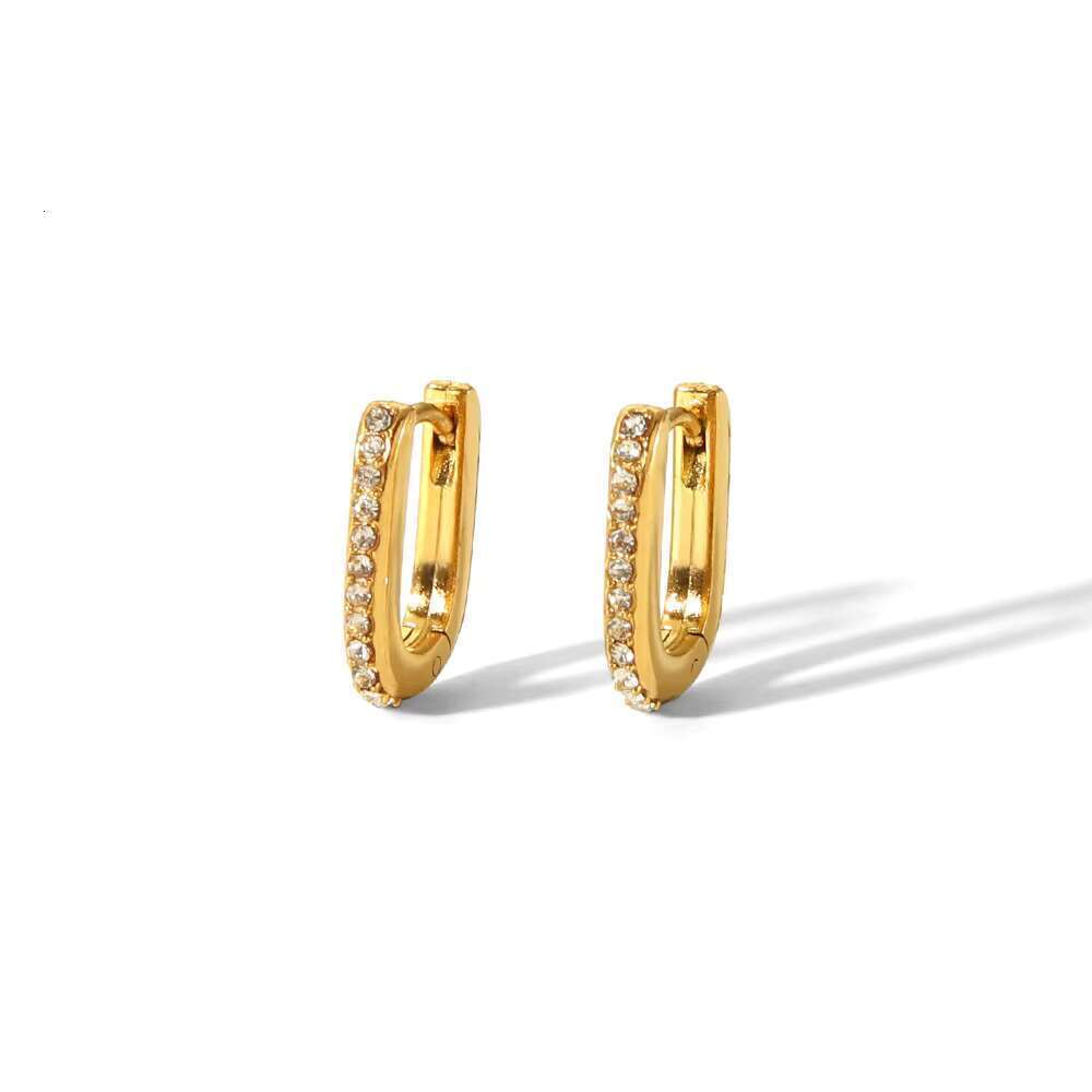 Wholesales Bulk Gold Plated Non Fade Dainty Zircon O-Shaped Stainless Steel Small Hoop Earrings Women Jewelry