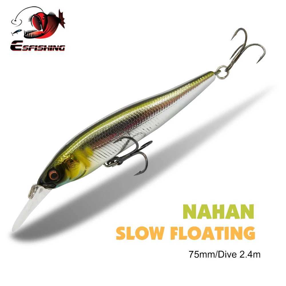 ESFISHING NEW Quality Wobble Hard Lure NAHAN 75mm 7.1g 0-2.4 dive Fishing Baits flow Floating Minnow Isca Artificial Z250411