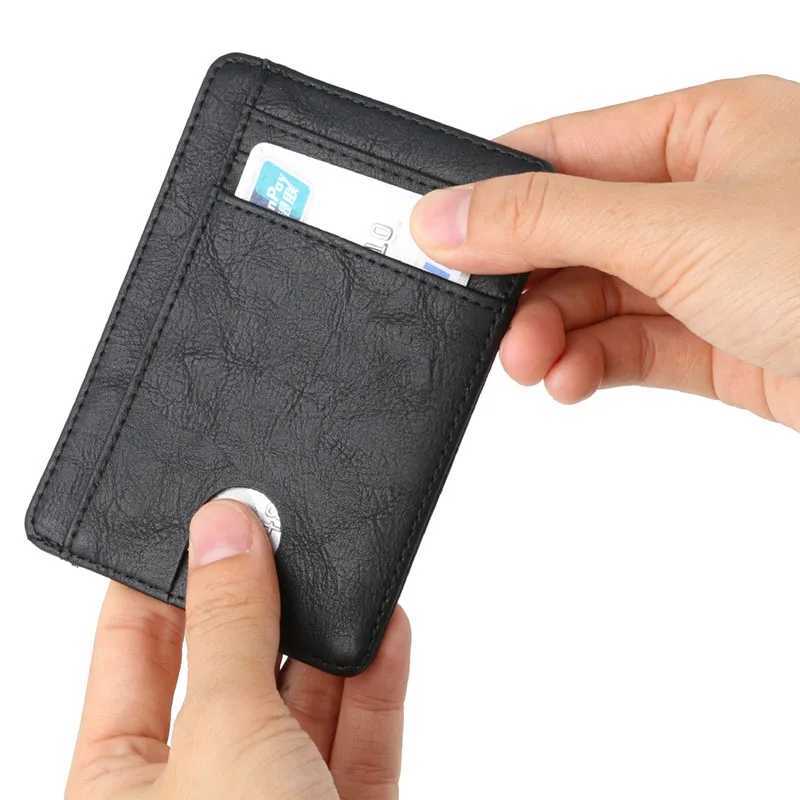 New RFID blocks mens leather wallet ultra-thin card holder business mens portable mini travel wallet Z250411