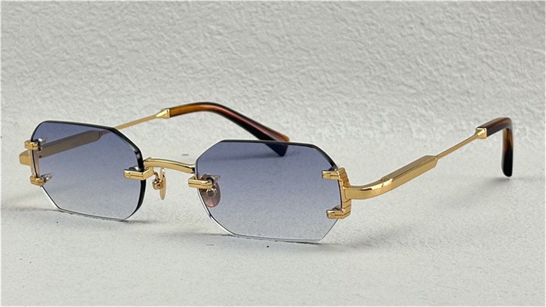 New fashion design square sunglasses AMARU rimless lens metal temples simple and elegant style high-end outdoor UV400 protection glasses