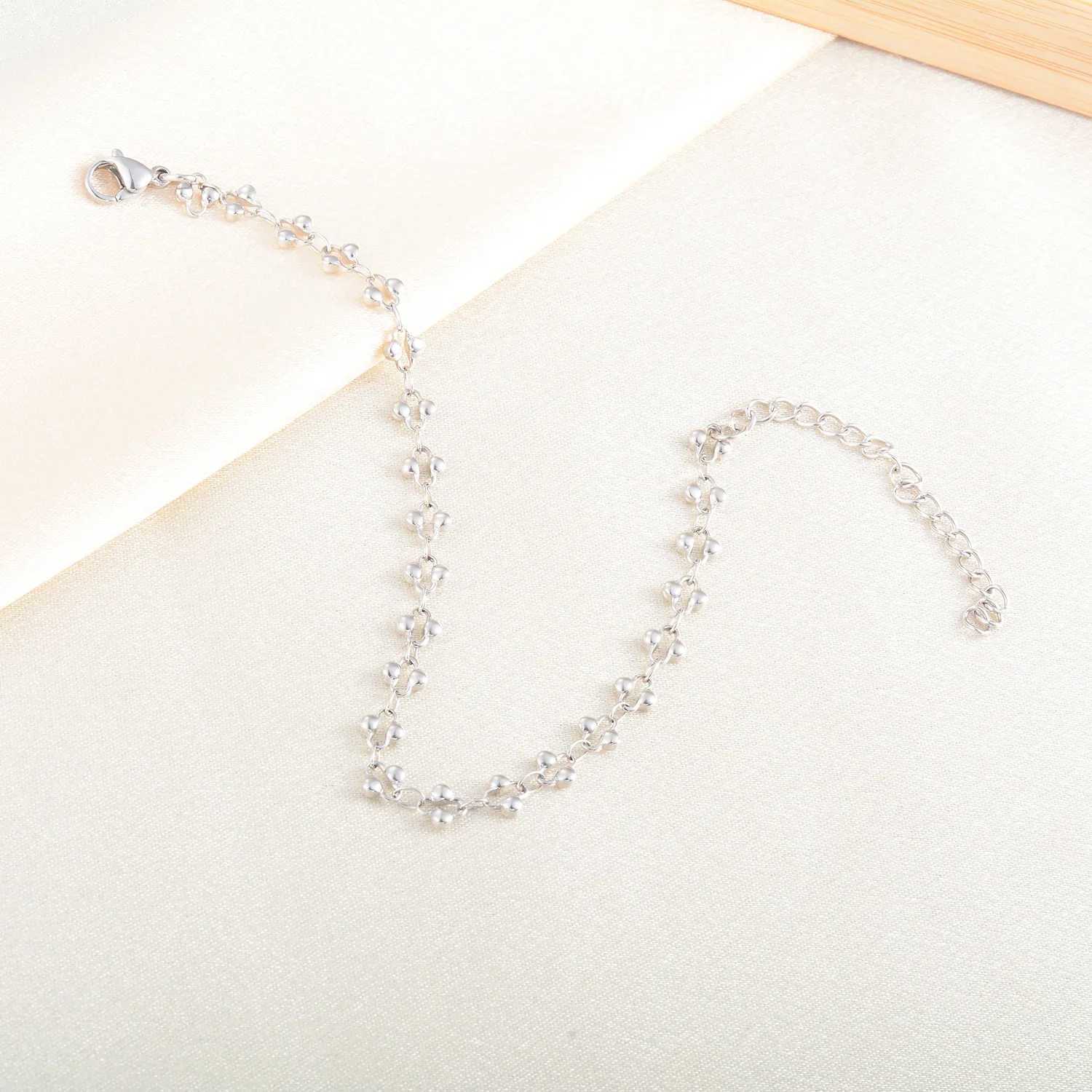 Flower Shape Stainless Steel Bracelet Gold And Sliver Color Cross Pattern Handmade Chain For Women Jewery GiftC250411