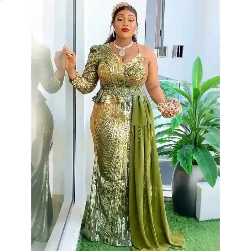 In elegant womens clothing will participate in wedding parties summer and autumn African Vneck long sleeved evening dresses 250411