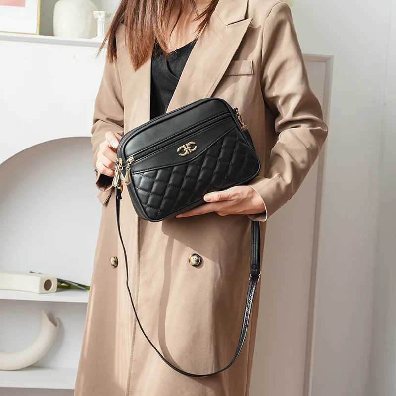 Four-layer large-capacity crossbody bag fashionable diamond-shaped single-shoulder bag versatile camera bag small square bagT2511112