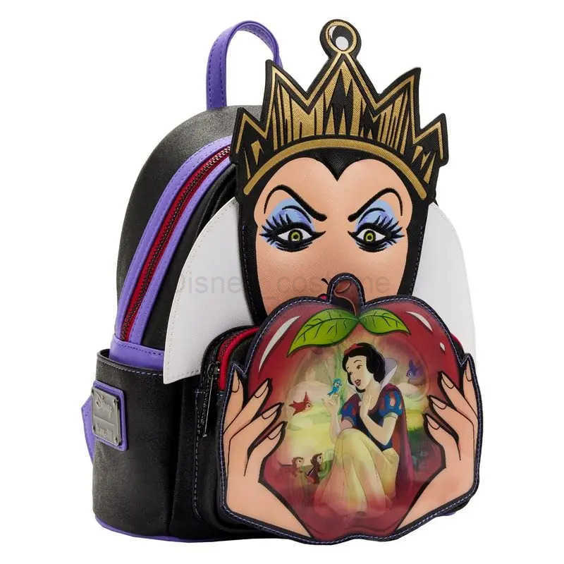 Disney Genuine Disney Loungefly Villains Evil Queen Apple Womens Double Strap Shoulder Bag Purse Elementary School Backpack Girl Gift X250412