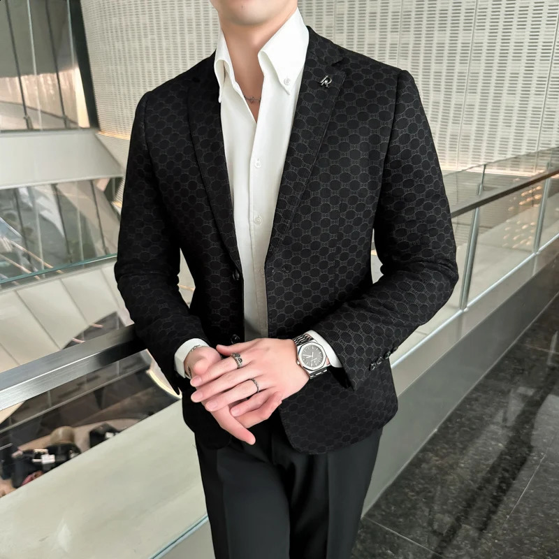 Spring and Autumn Single Chest Business Fashion Leisure Single Set Dress Jacket Mens Main Promotion 250411