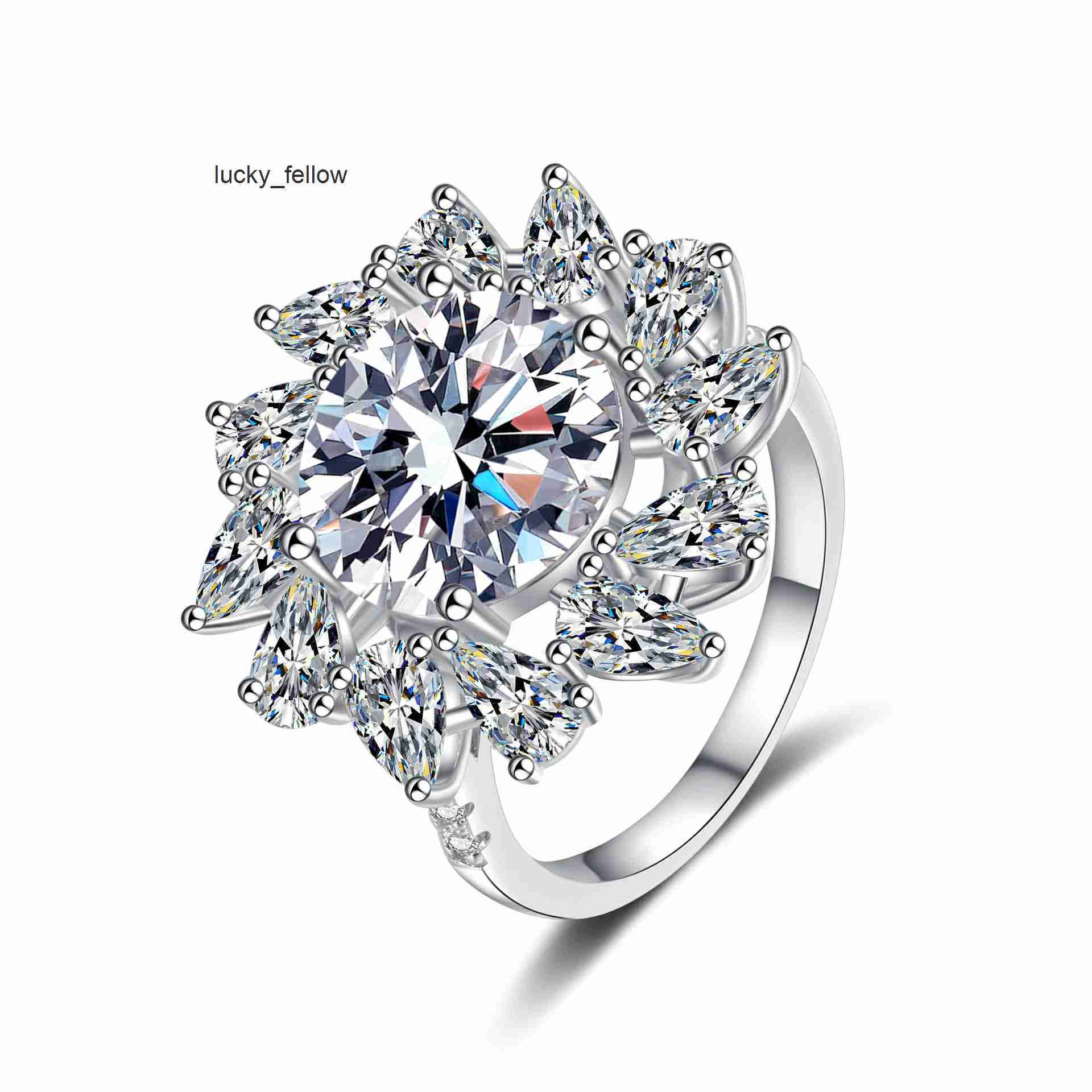 Manufacture Fine Jewelry OEM ODM Large 5ct Moissanite 925 Sterling Silver Womens Wedding Engagement Moissanite Custom Ring