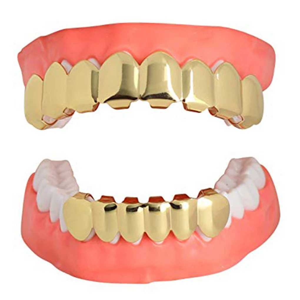 Best Bottom Dentures Halloween Mouth Barbecue Punk Copper Plated Gold Teeth Party Decoration Supplies W250412