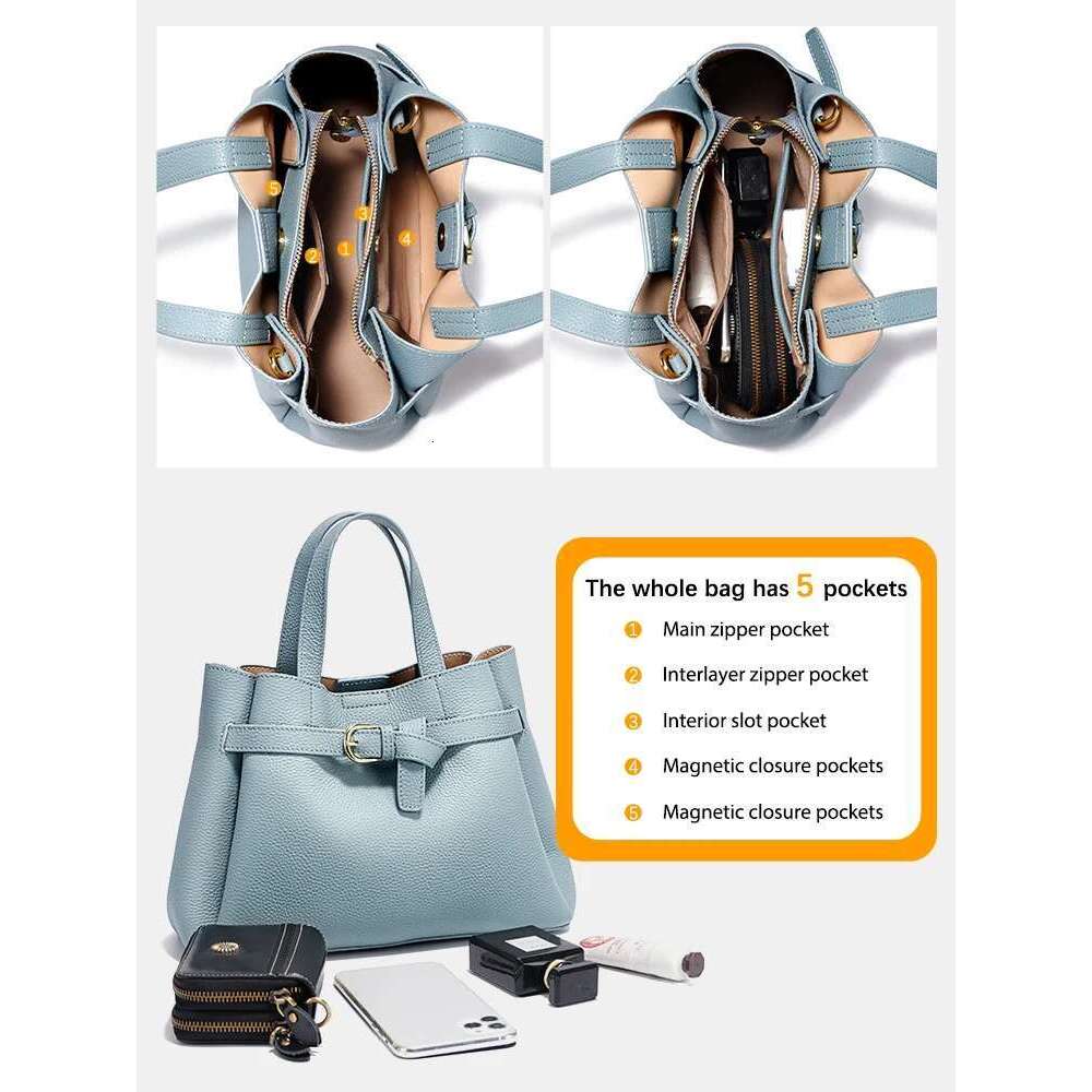 Designer Bag Zency Fashion Genuine Leather Top-Handle For Women Designer Crossbody Zipper Purse Elegant OL Work Bag Tote Sac