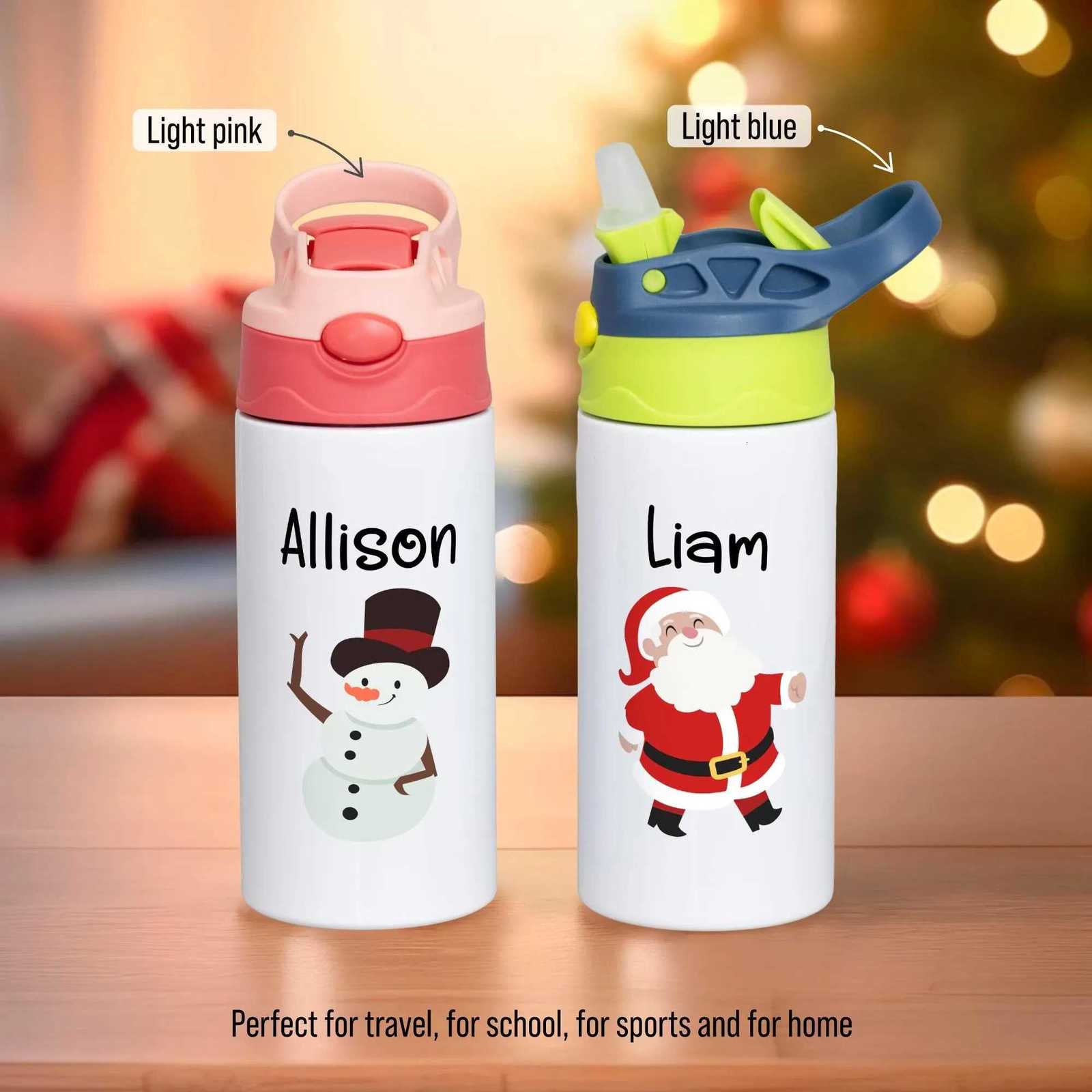 Christmas Personalized Kids Portable Insulated Cup Custom Text Leak Proof Thermal Mug Christmas Halloween Drinkware Birthday Gift Y251112