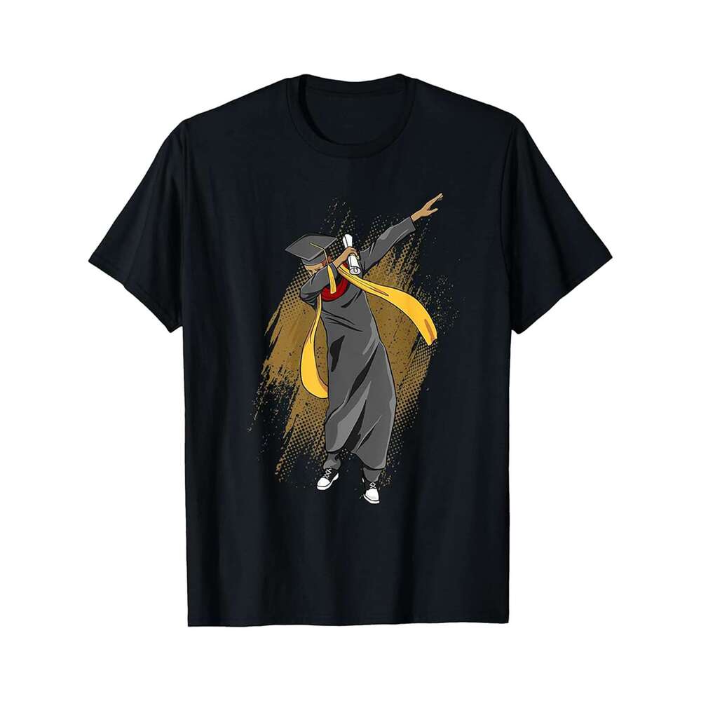 Designer T shirt Dabbing In Graduation - Graduate Black American Senior High ,100% cotton, short sleeve , Wrinkle resistant, Casual, comfortable fit -