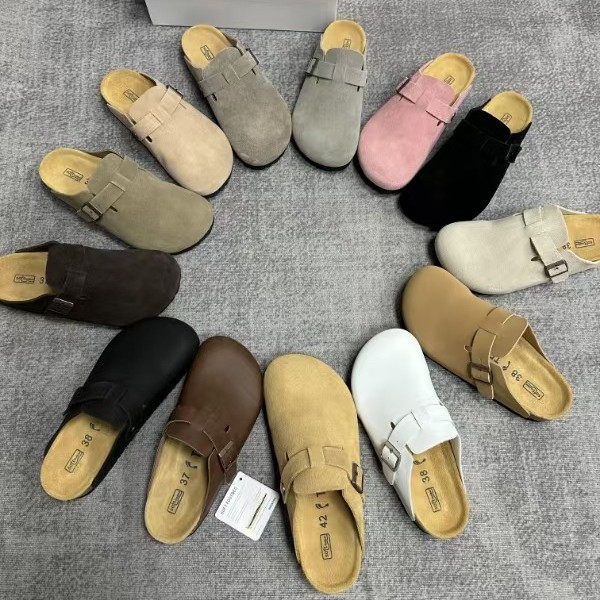 TEEMAZZI designer shoes genuine leather cork sole high quality casual shoes outdoor indoor versatile slippers for men and woman size 35-46