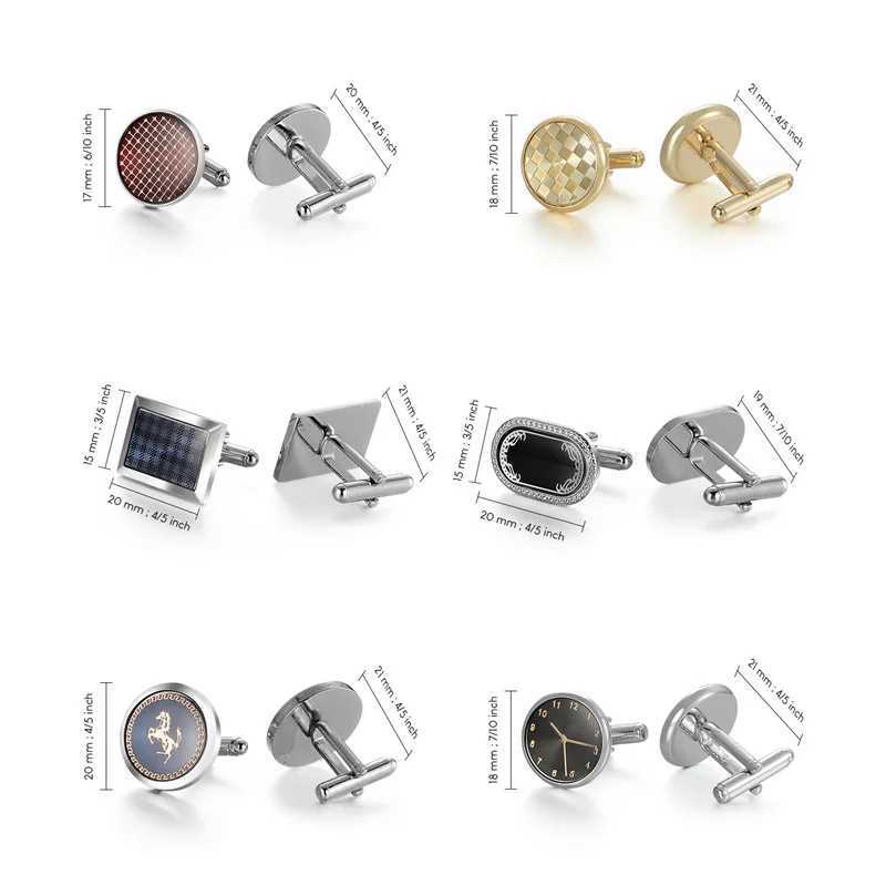 Mens shirts cufflinks mens luxury wedding guests gifts round square fashionable jewelry mens cufflinks tie clipsT250412