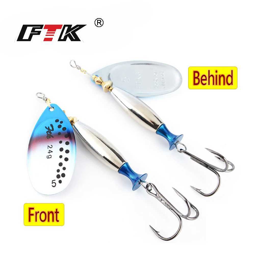 FTK 1Pcs 18g/24g Spinner Bait Hard Spoon Bass Lures Metal Fishing Lure With Feather Treble Hooks For Fishing Z250411