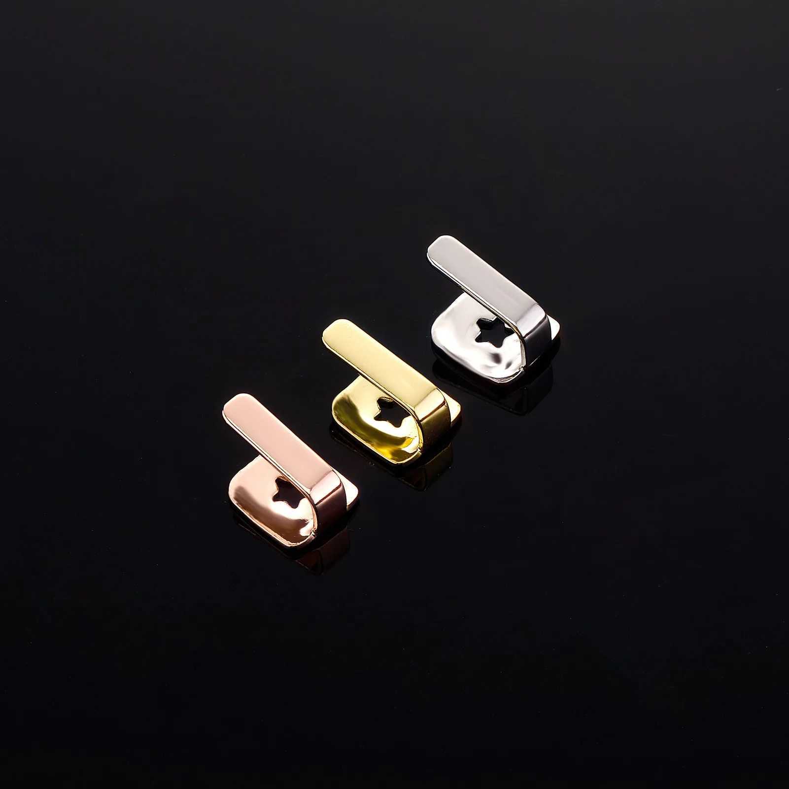 YONGX Hip Hop Simple Smooth Long Rod Teeth Grilz 14K Gold Plated Upright Bar Tooth Cap W250412