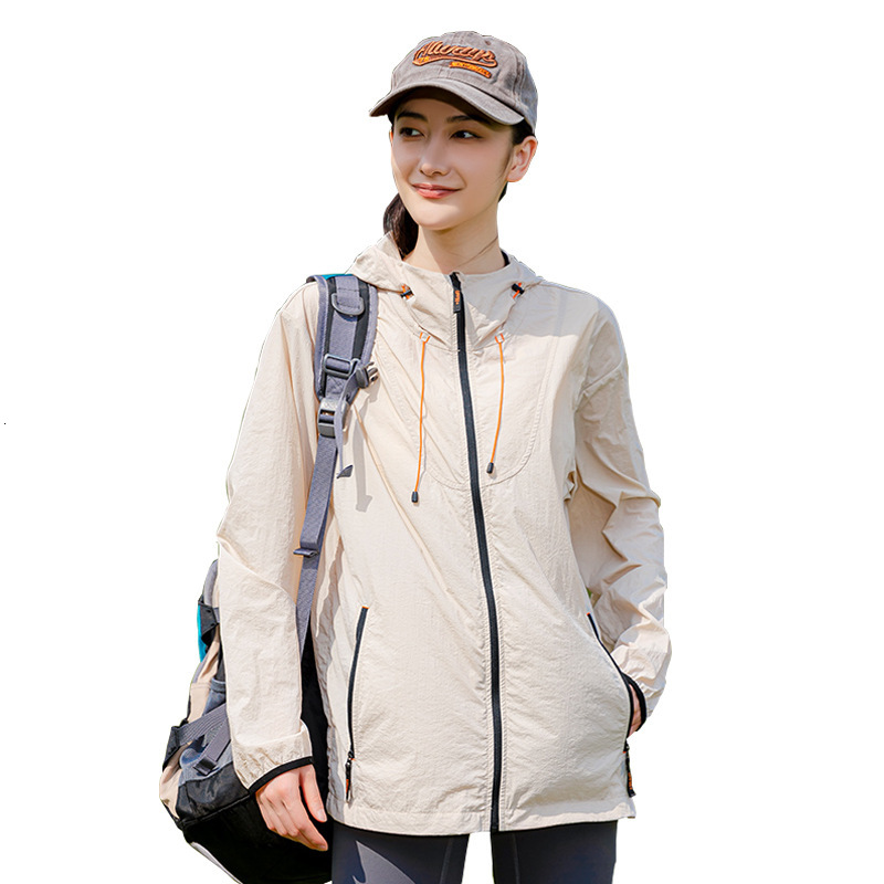 Outdoor Sun Protection Jacket for Women Summer Loose Hooded Uv Protection Clothing Ice Silk Breathable Skin Clothing Upf50
