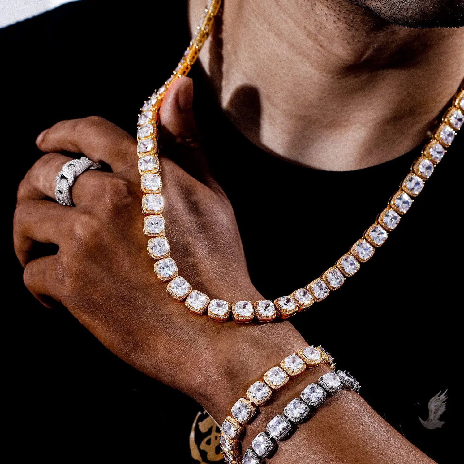 10mm Mens Tennis Chain Club Laboratory Diamond Ice Out Necklace Real 18K Gold/Silver Plated Necklace 250409