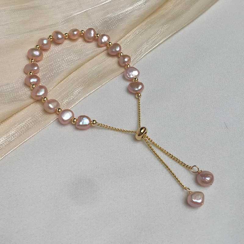 Irregular Imitation Pearl Bracelet For Women Korean Natural Stone Pendant Adjustable Cuff Bracelets Anniversary JewelryC250411