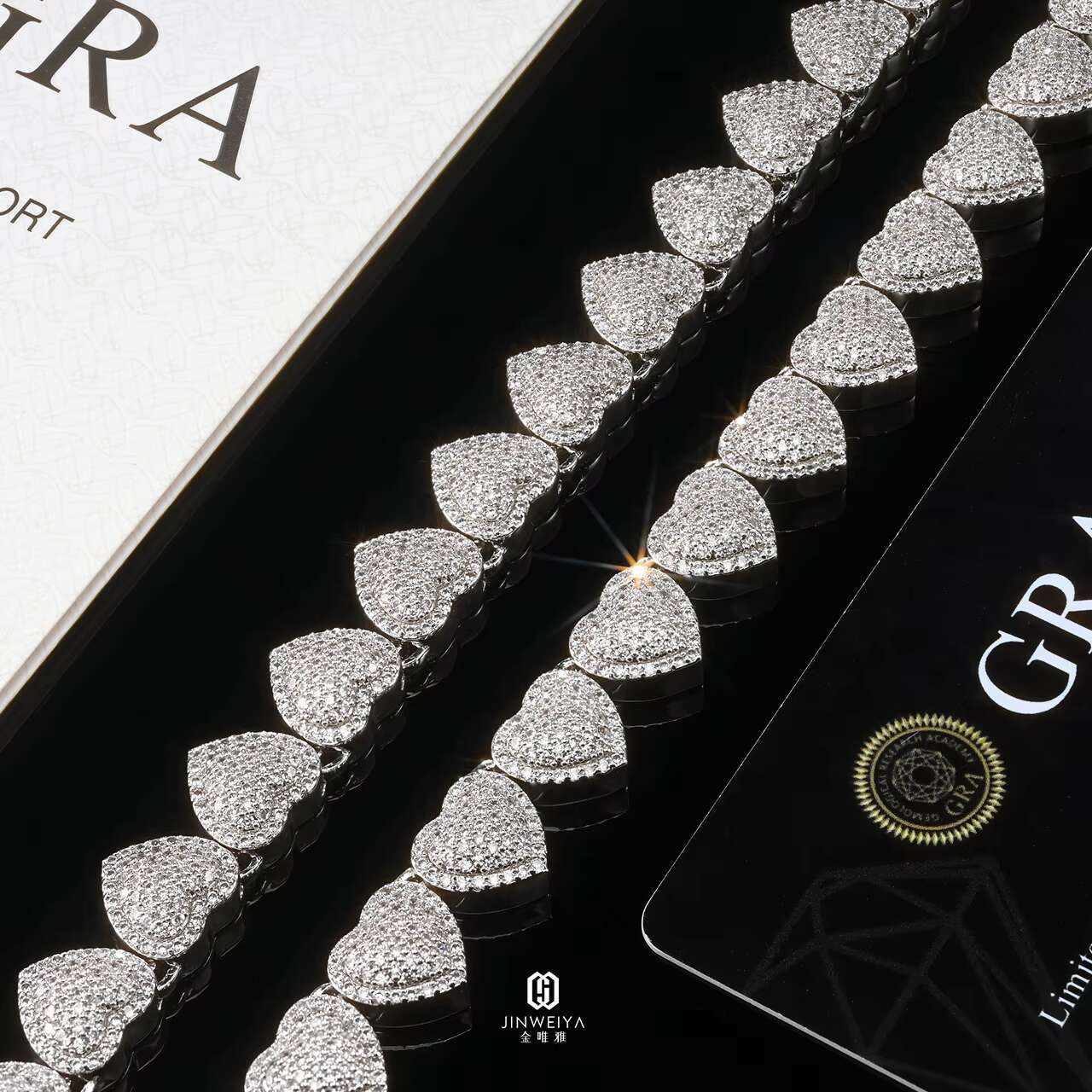 Wholesale Custom 10mm Full Stone Heart Cuban Chain Necklace S925 Silver Moissanite/5A Zircon Jewelry Valentine Gift