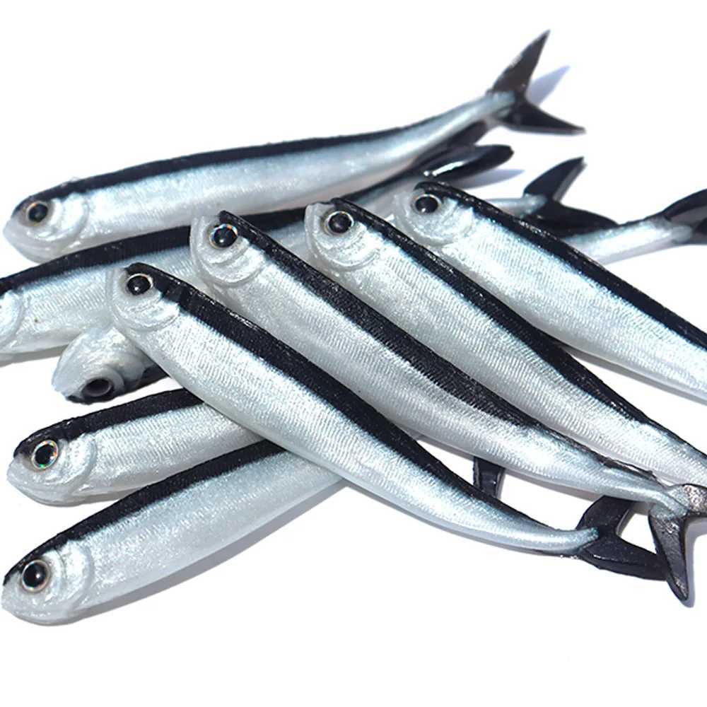 10PCS Black Minnow Jerk Shad Maggot Worm Bait 8cm/2g Soft Silicone Fish Lure Saltwater Freshwater Fishing Jigging Wobbler Tackle Z250411
