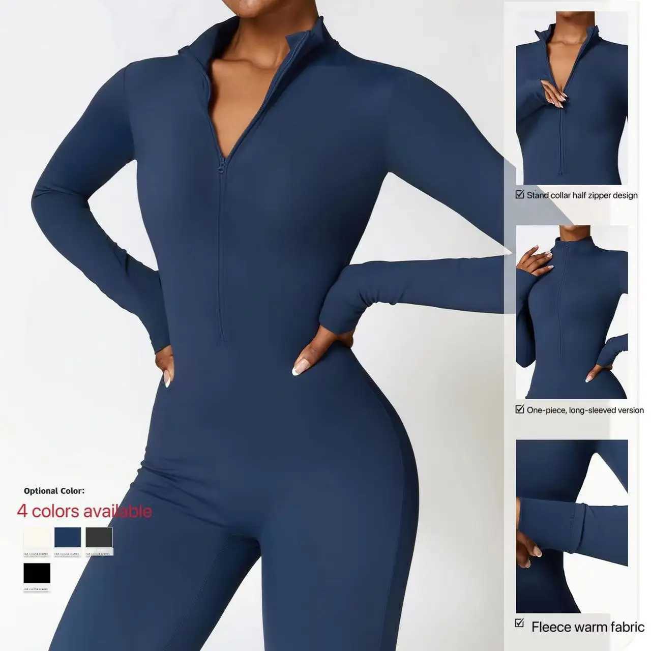 Winter Autumn Womens One-piece Yoga Jumpsuit leggings Long-sleeved Warm ski Overalls Outerwear High Elastic Cycling Bodysuit J251112
