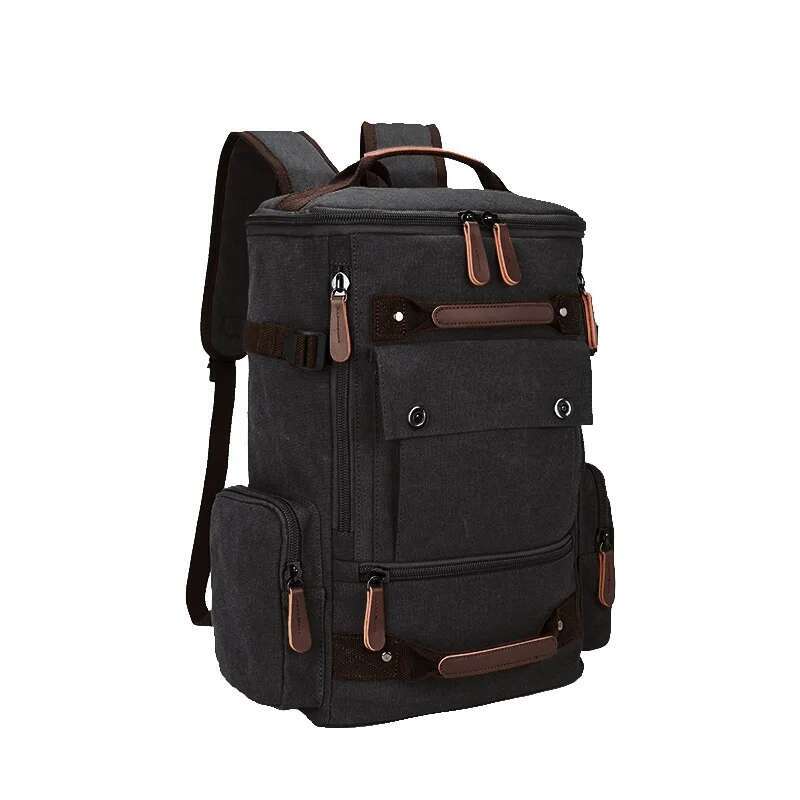 New Korean Style Men Travel Men's Portable Layered Multi-Work Canvas Shoulder Bag Commuter Backpack