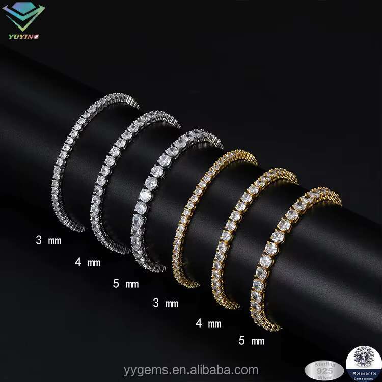 RTS Yy VVS Moissanite Tennis Chain Hip Hop GRA D Moissanite Chain Necklaces Fine Jewelry Bracelets Silver Chain for Men Women