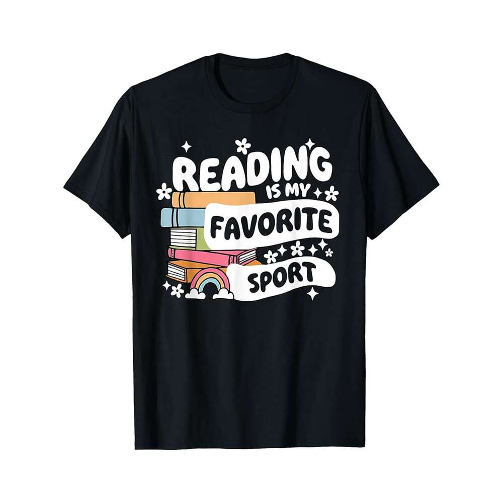 Designer T shirt Funny Books Lover Reading is My Favorite Sport Bookworm Book ,100% cotton, short sleeve , Wrinkle resistant, Casual, comfortable fit 