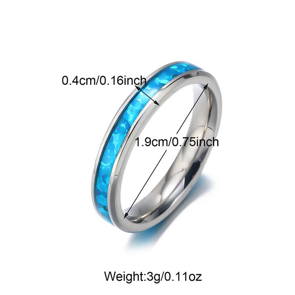 Elegant blue opal ring suitable for women the smallest stainless steel party wedding ring simple fashionable jewelry girl gift 2024XJ250412