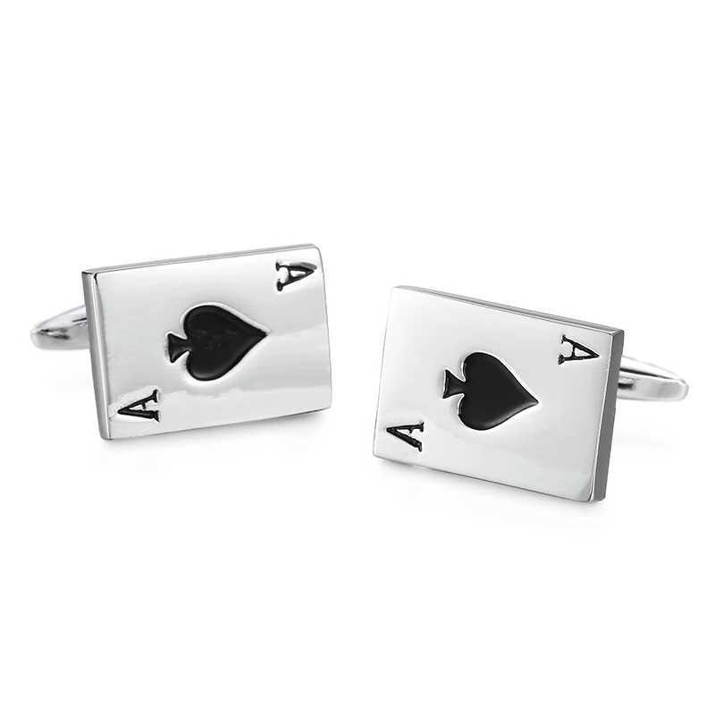 Mens French shirt cufflinks made of copper material for sports and entertainment venues designed with poker cards French cufflinksT250412