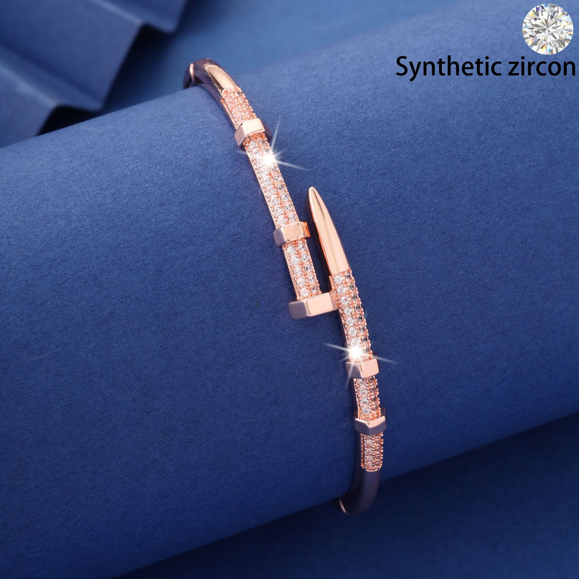 Fashion Designer Bangle Cuff Bracelets Paved AAA Zircon Diamond Nail Cross Shape Gold Plated Trendy Versatile Jewelry Factory Wholesale