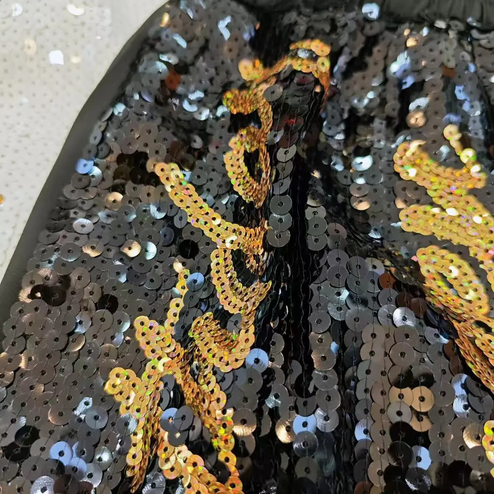 Summer Streetwear Letter Color Geometry Sequins Elastic Waist Short Pants Loose Hip Hop Night Club Womens Wear 250411