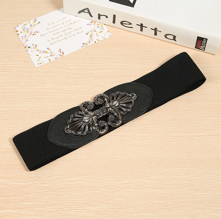 Special sale women's elastic waistband, seasonal casual and fashionable Korean version decoration, button up dress, wide waistband