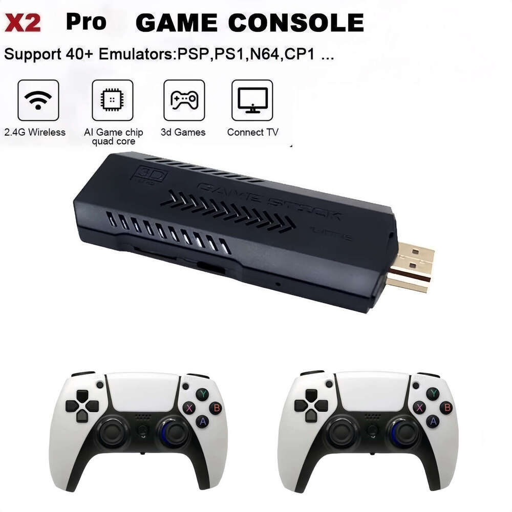 X2 Stick,Plug and Play Video Stick 40,000 Games,128G Retro Arcade Emulator Handheld Game Console 4K with Dual 2.4G Controllers