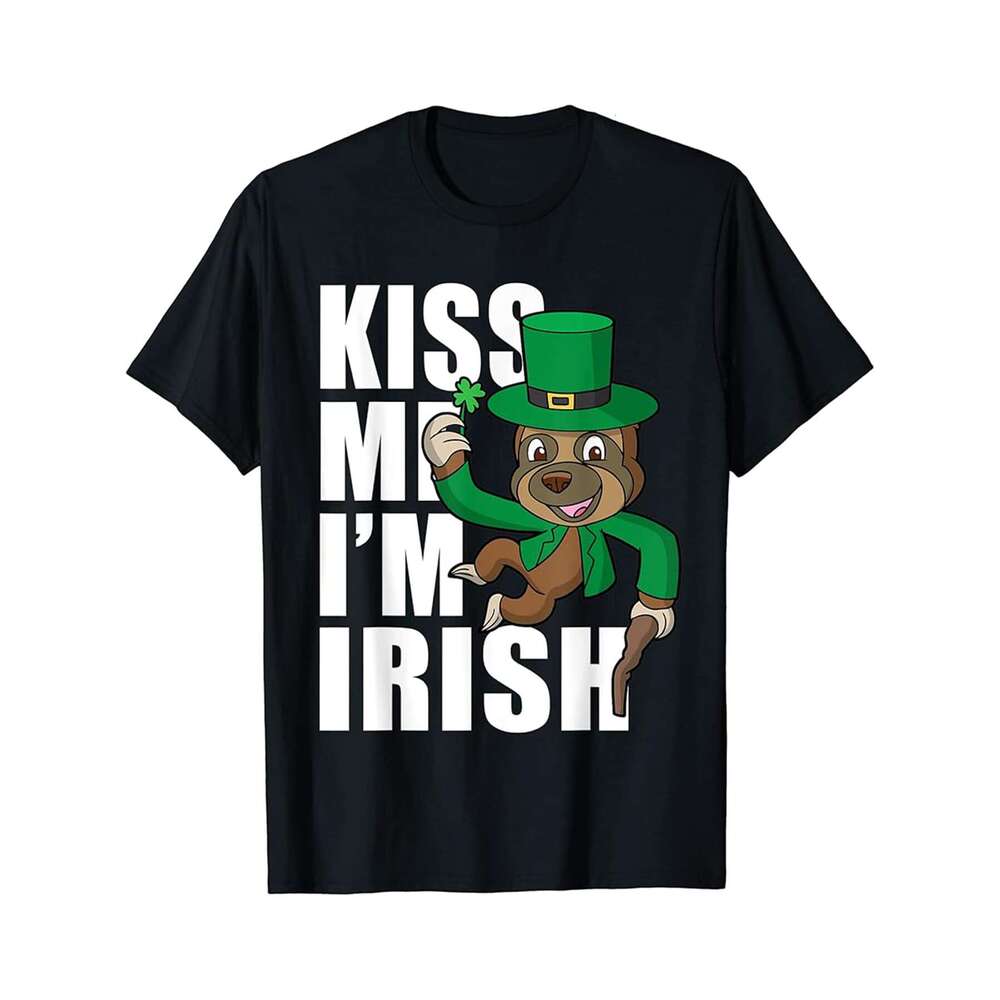 Designer T shirt Sloth Kiss Me Im Irish St Patricks Day Lucky Ireland - 220g T shits