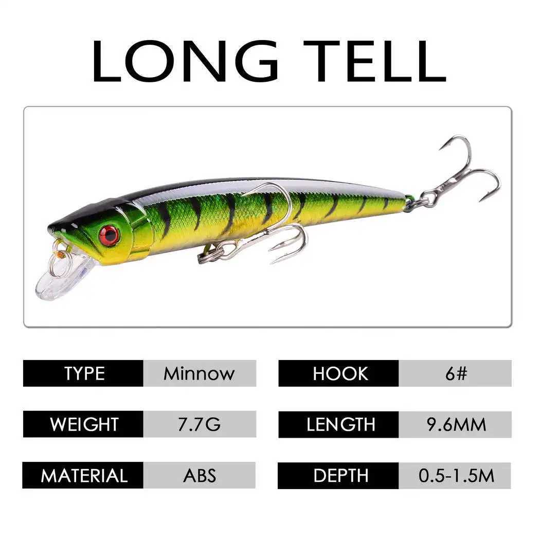Aorace 8pc Wobblers Fishing Lures 9.5cm 7.7g Minnow Crankbait Pesca Bass Artificial Bait Pike Carp Fishing Lure Set Kit Swimbait Z250411