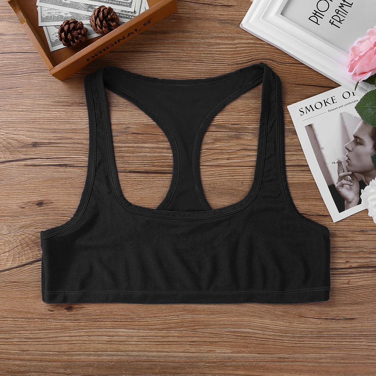 Mens sleeveless racing back muscle crop top vest fitness gym exercise training half Tshirt underwear club uniform 250407