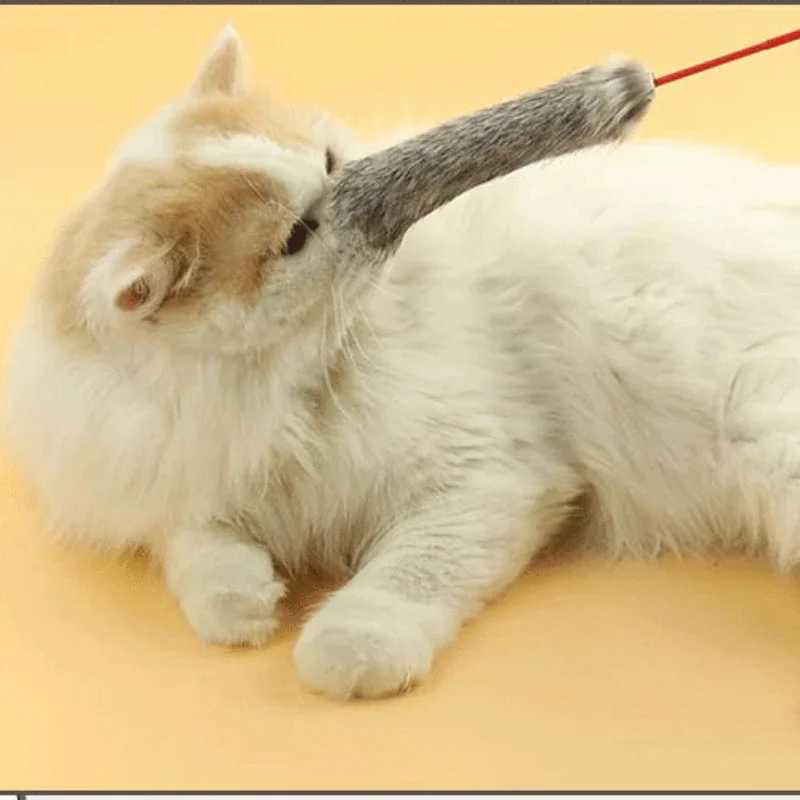 3 random colored teasing cat sticks artificial rabbit fur fluffy pet interaction sticks cat game training toys pet supplies Y250412