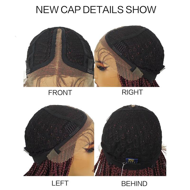 30 Inch Women Weaving Full Box Knotless Lightweight Braids Lace Front Black and Bury Handmade Weave Synthetic Wigs with Baby Hair